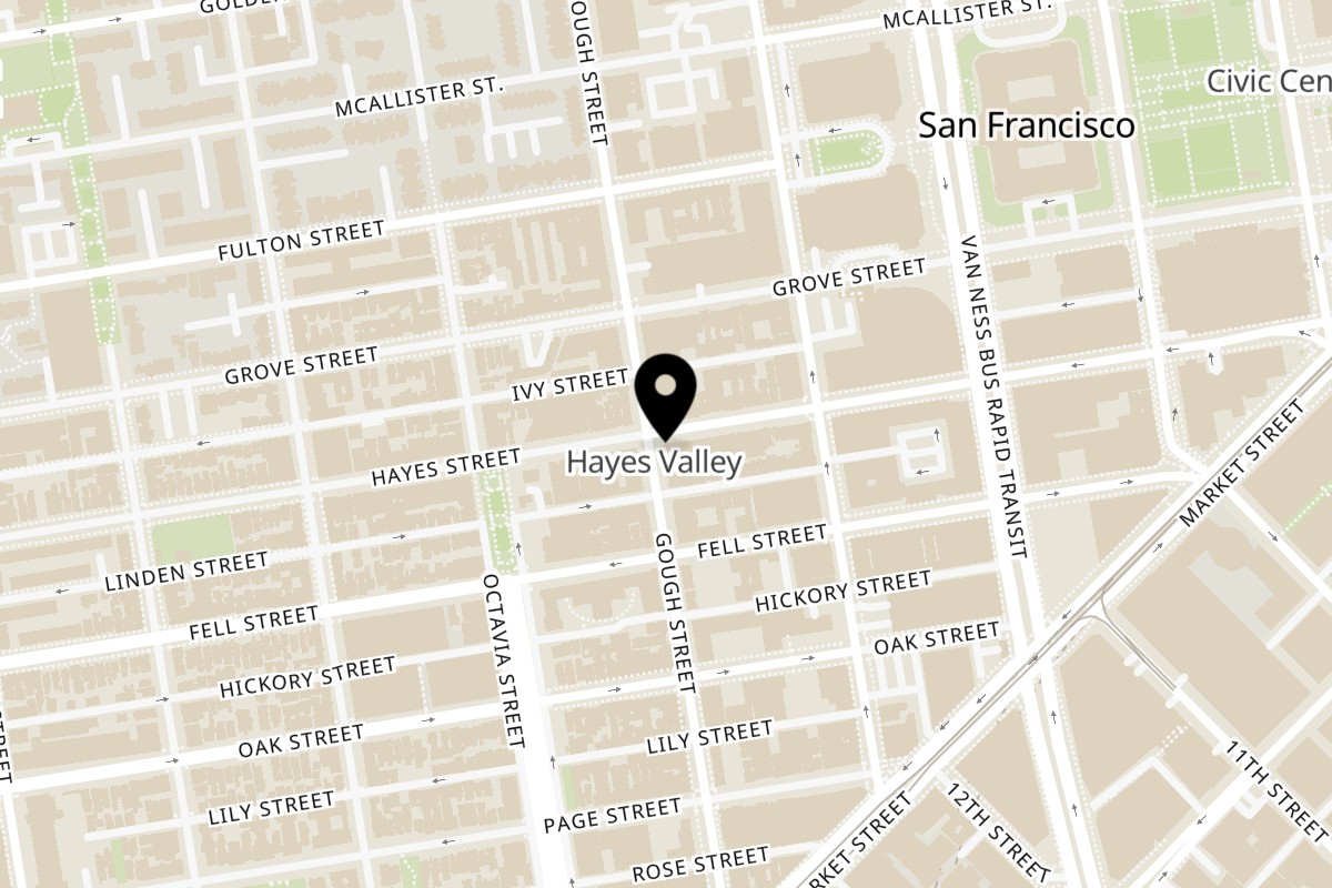 Map showing the location of Doppio Zero San Francisco on 395 Hayes St in San Francisco
