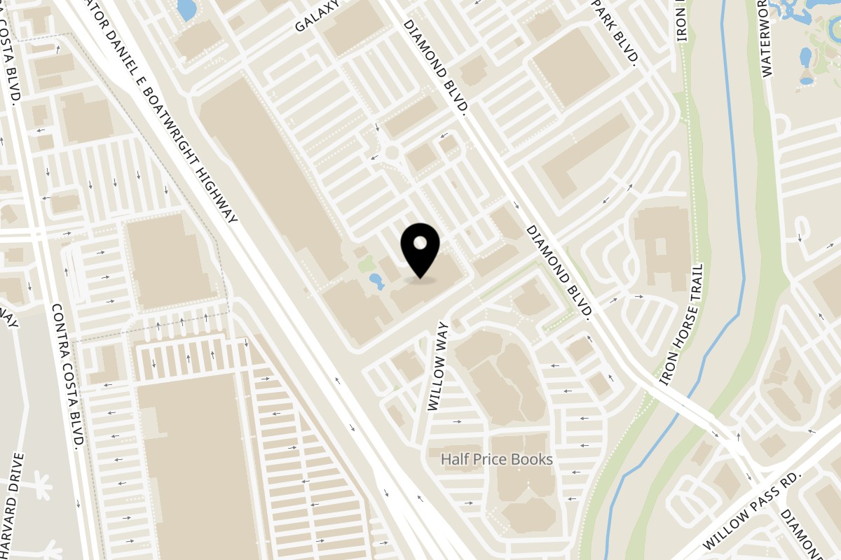 Map showing the location of Doppio Zero Concord on 2025 Diamond Blvd in Concord